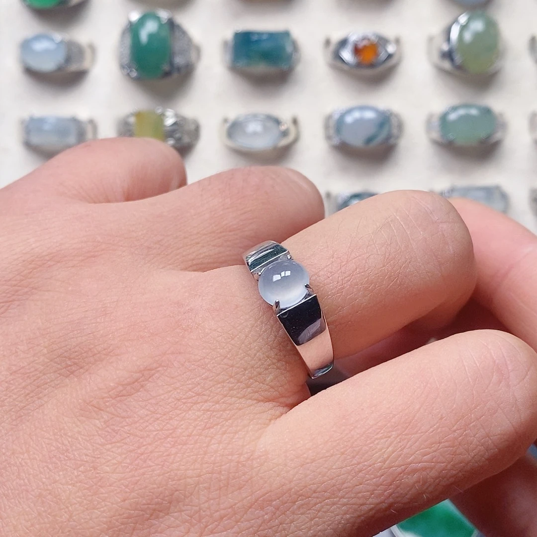 翡翠银S925镶嵌戒指