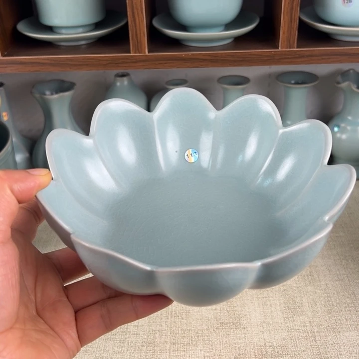 瓷杯子仿古釉莲瓣盘微瑕编号113