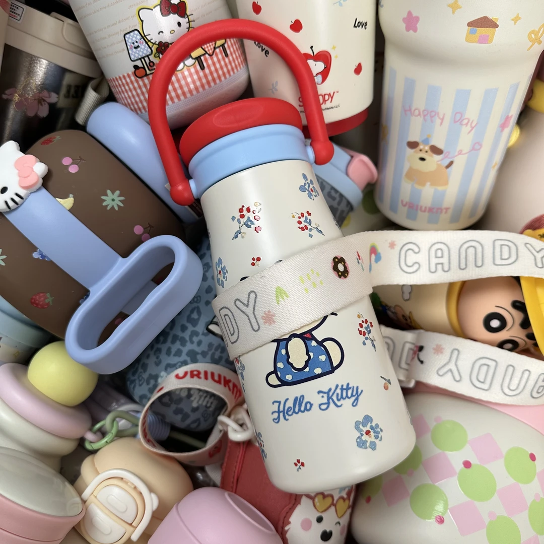 新款高颜值双饮手拎杯保温杯吸管杯便携水杯可爱直饮