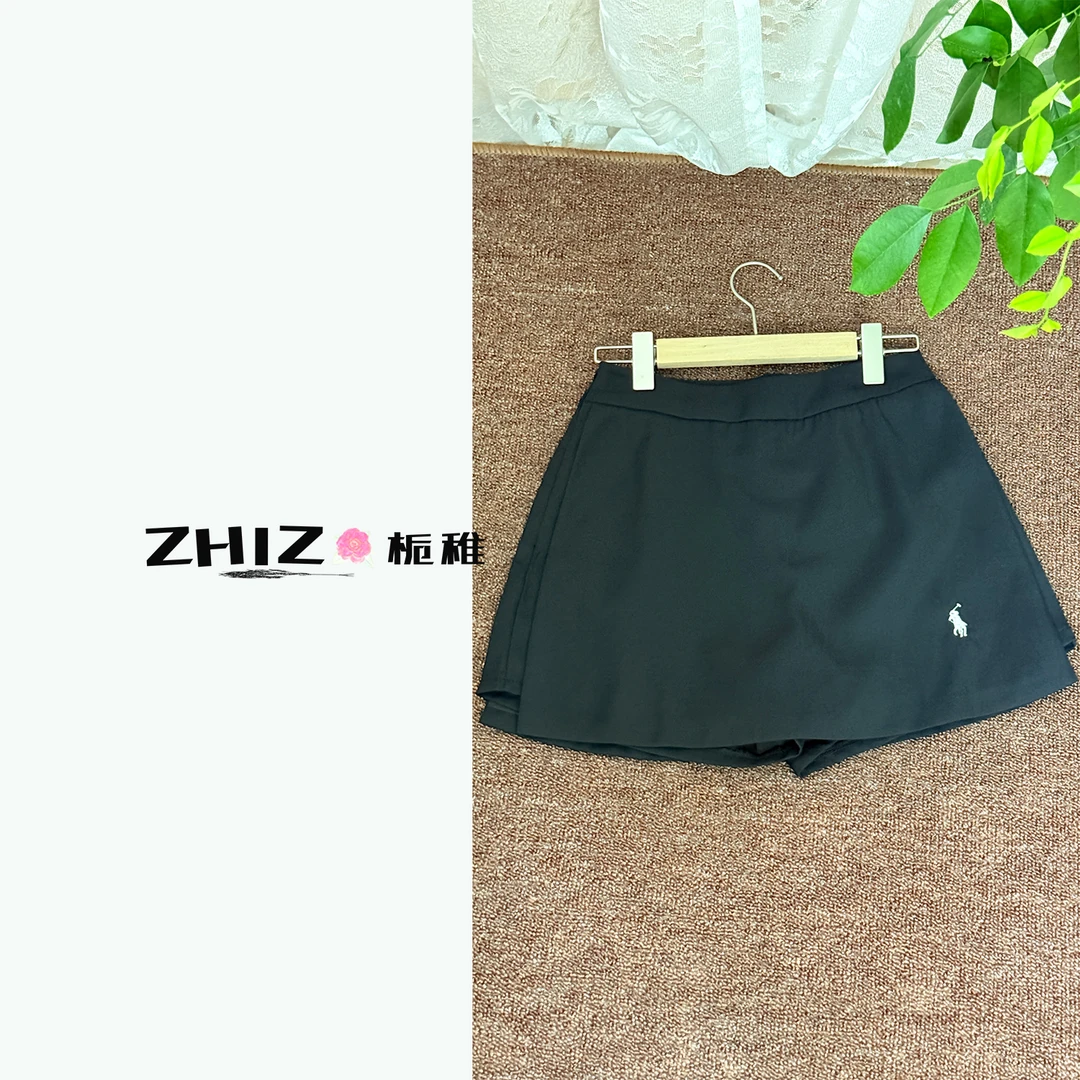 ZHIZ【夏日小马】纯色显瘦休闲刺绣半身裤裙拼接防走光A字短裙夏季