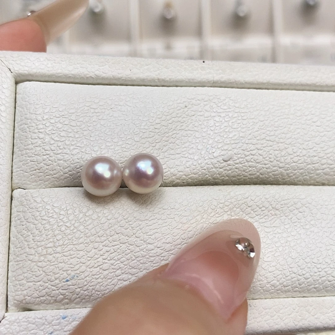 海水珍珠耳饰银S925镶嵌7-7.5