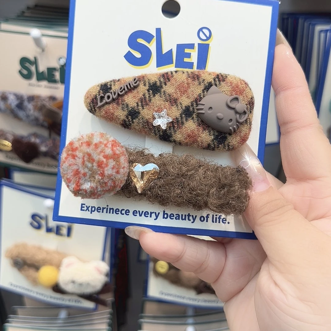 非金属黄色格纹kt掰掰鸭夹