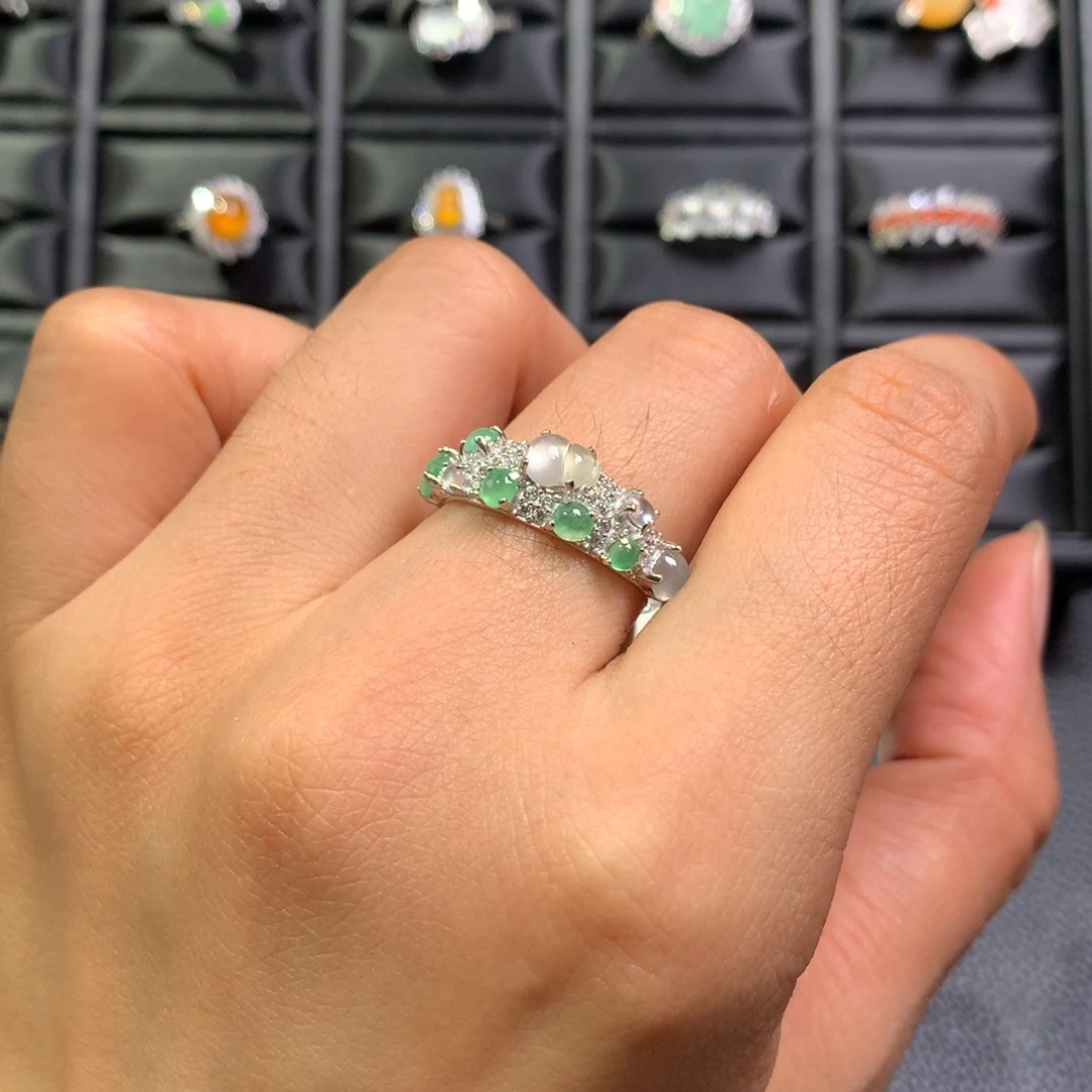 翡翠银S925镶嵌戒指