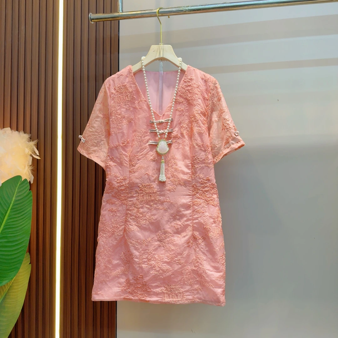 2025时尚新中式盘扣国风提花刺绣气质款式上衣