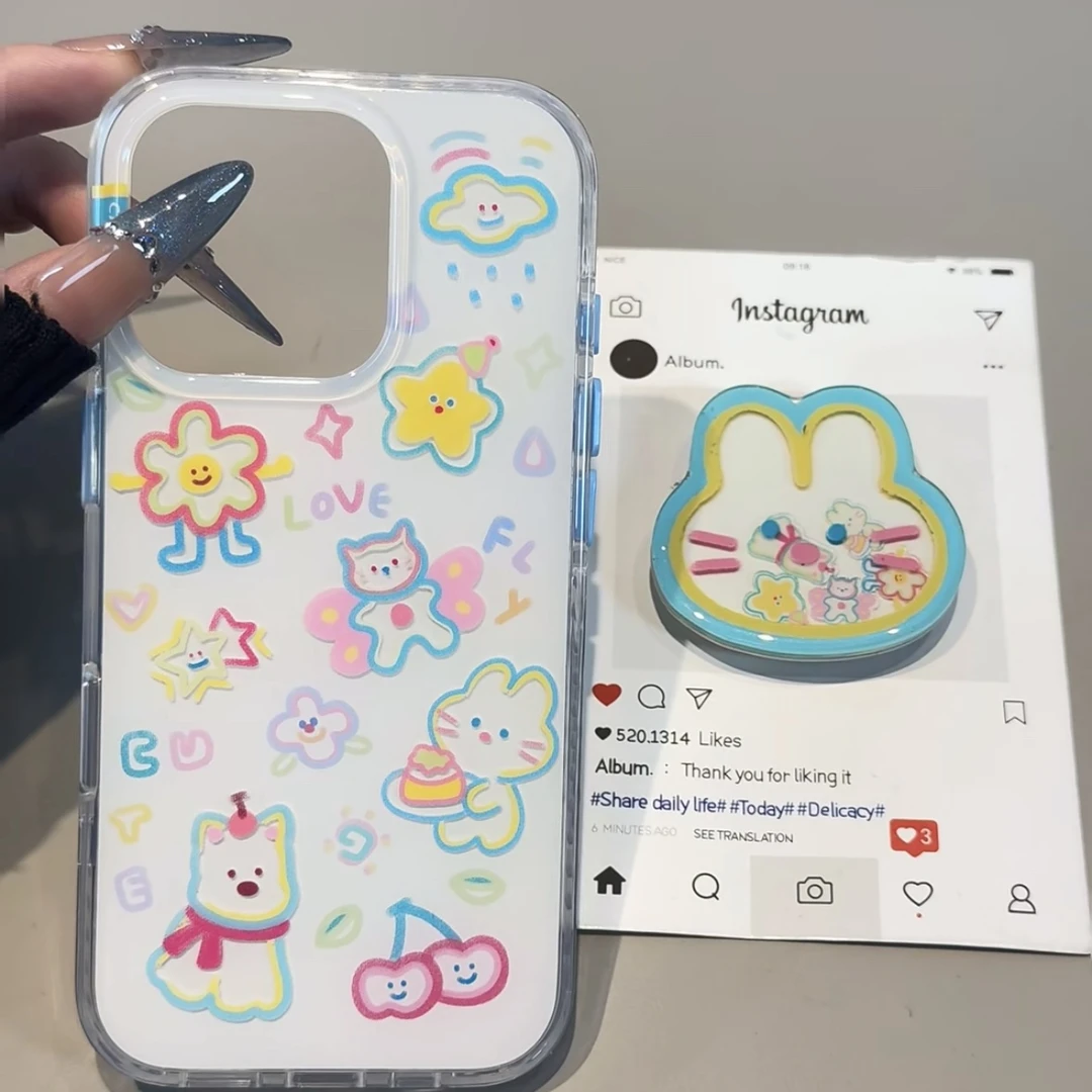 BANCA涂鸦兔兔摇摇乐适用iPhone16/15大孔手机壳华为vivo小米oppo