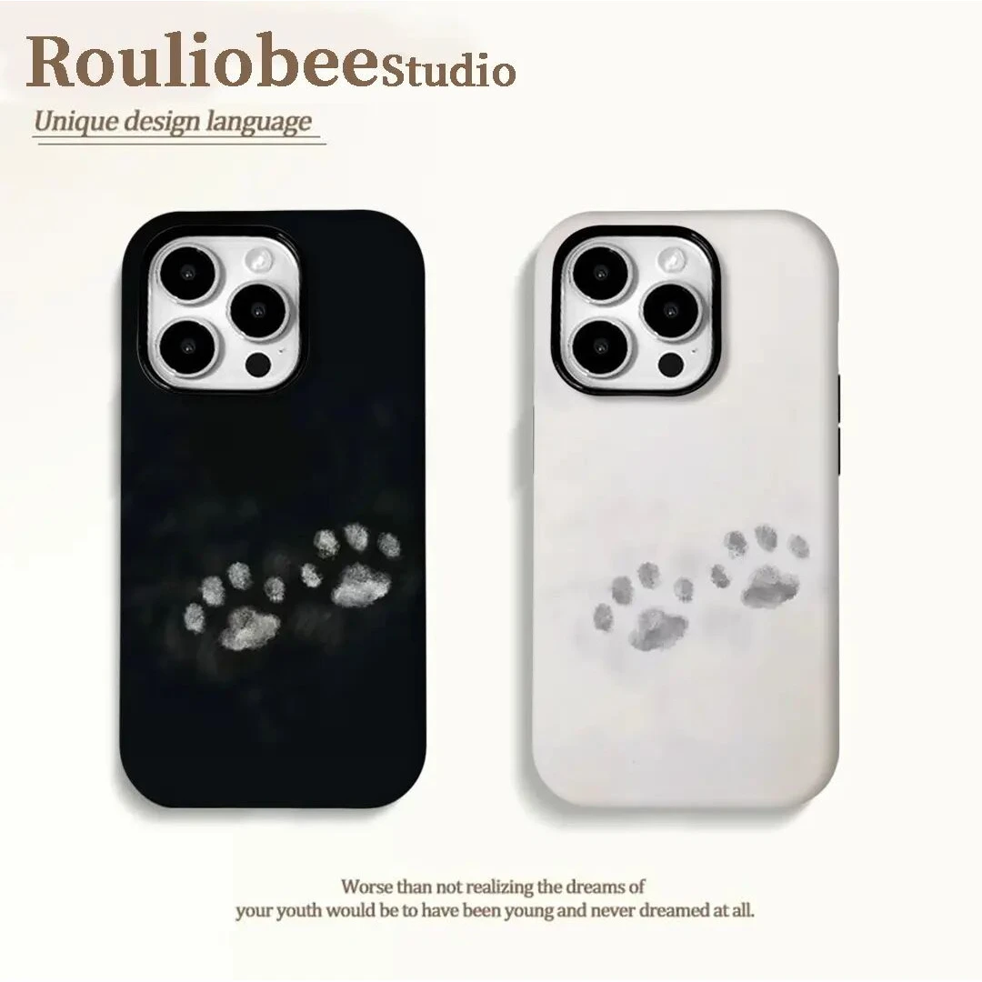 适用适用简约ins脚印手机壳潮牌情侣苹果16/iphone15华为vivo小米