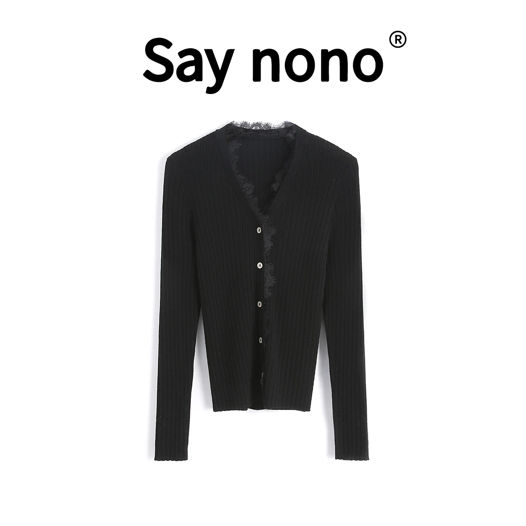 懒猫nono│Saynono 蕾丝花边＿长袖针织衫全羊毛开衫上衣 /T24186