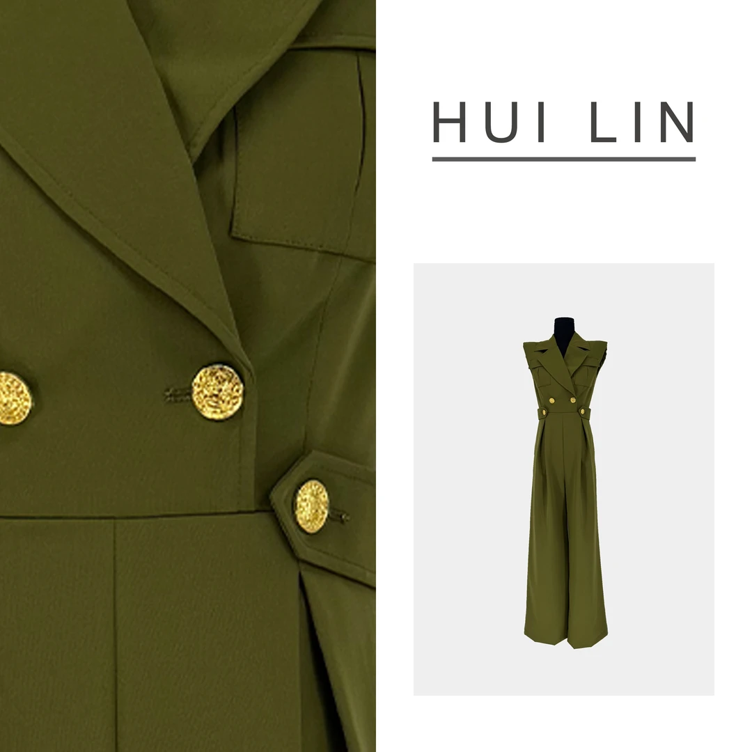 【夏季新款】原创设计轻奢西装领高腰连体裤【25587】