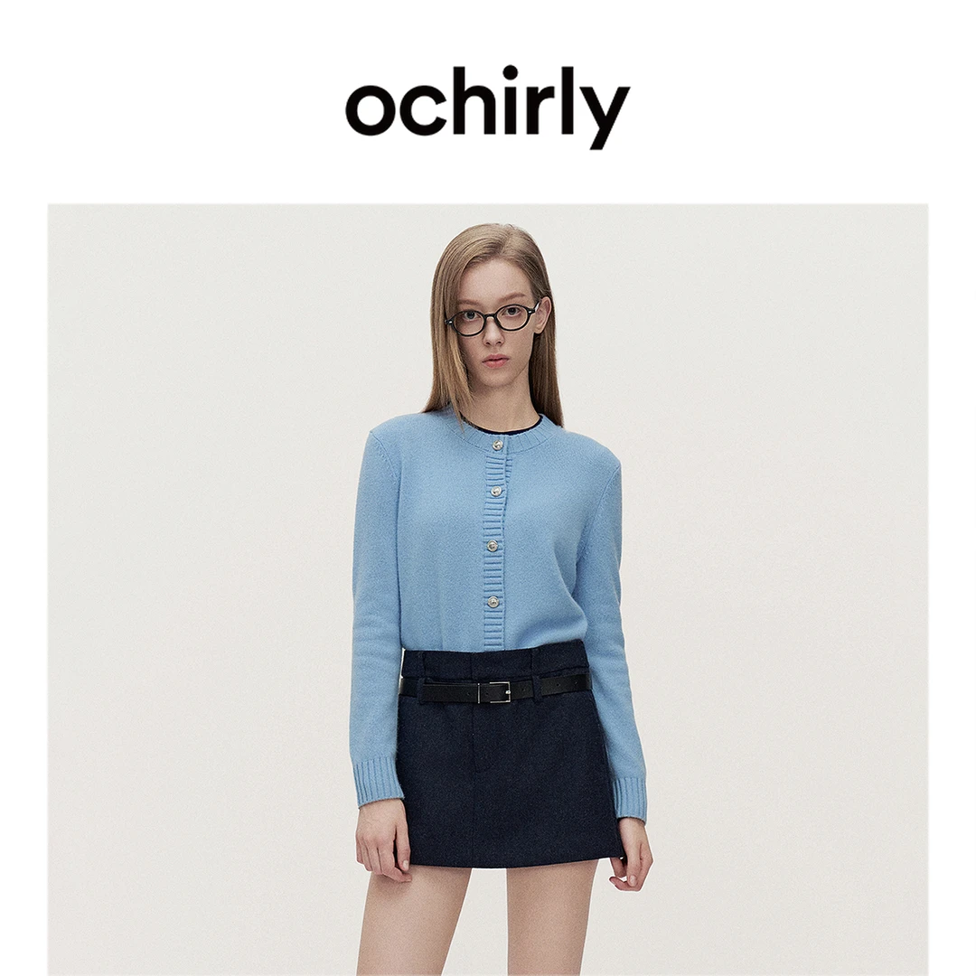 【可机洗100%羊绒衫】ochirly欧时力毛衣针织慵懒开衫外套秋冬