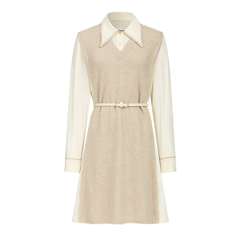 曼德诗收腰优雅连衣裙M538305352