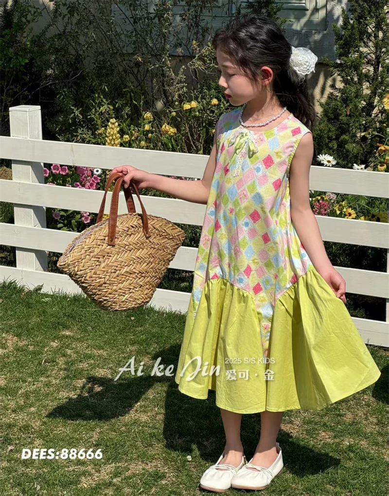 627女童时尚休闲无袖连衣裙-88666