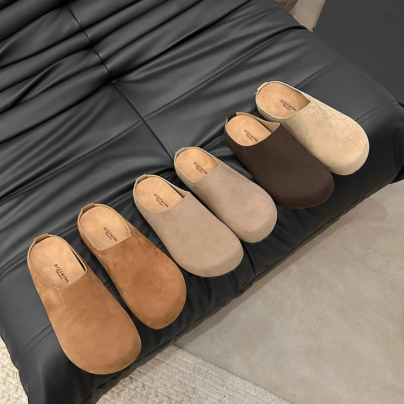 百搭平地勃肯鞋包头半拖鞋女2025春季新款一脚蹬孕妇丑萌博肯鞋