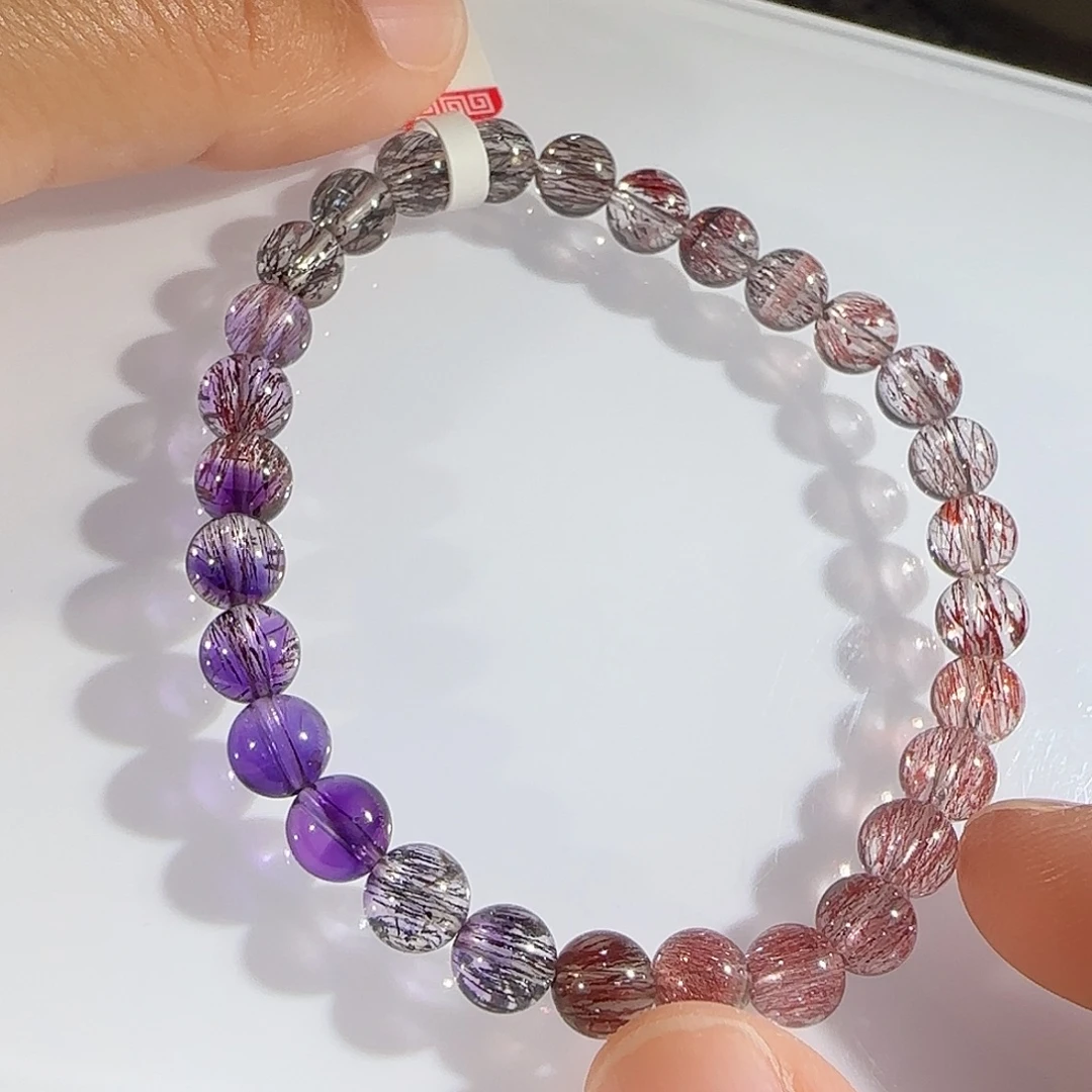 未镶嵌手链水晶6.3mm渐变色超七手串