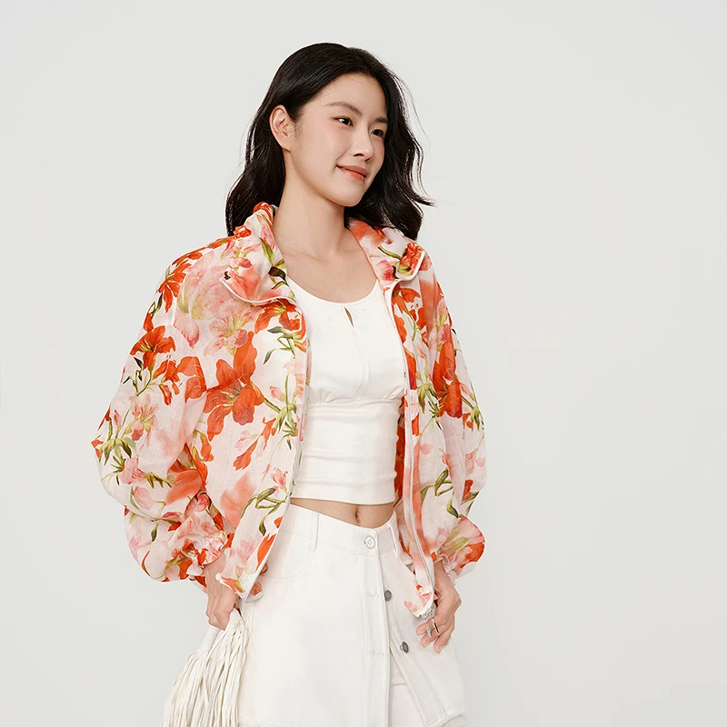 【都市漫游】HPLY荷比俪秋花卉拉链休闲印花通勤外套HXF31520223