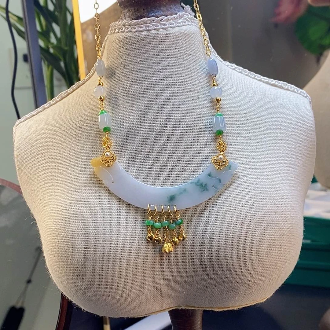 翡翠银S925镶嵌颈饰12869