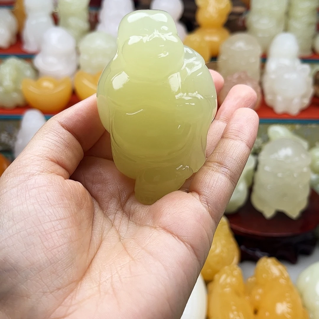 佛***缘石材大肚佛手把件