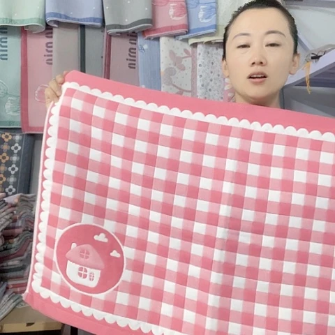 棉纱布粉色小房子纯棉