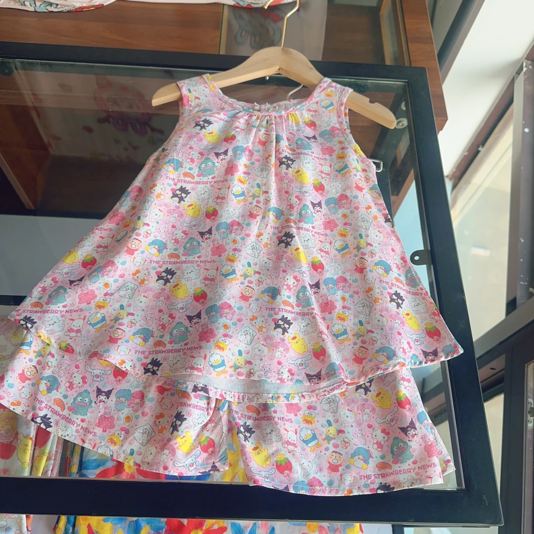 小可爱短裤棉绸潮童过膝五分短裤裤套装女童家居服外穿套装