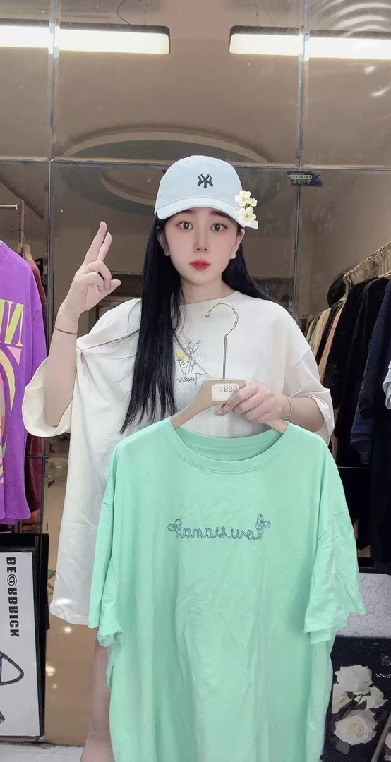 外贸纯棉大码T恤重工刺绣