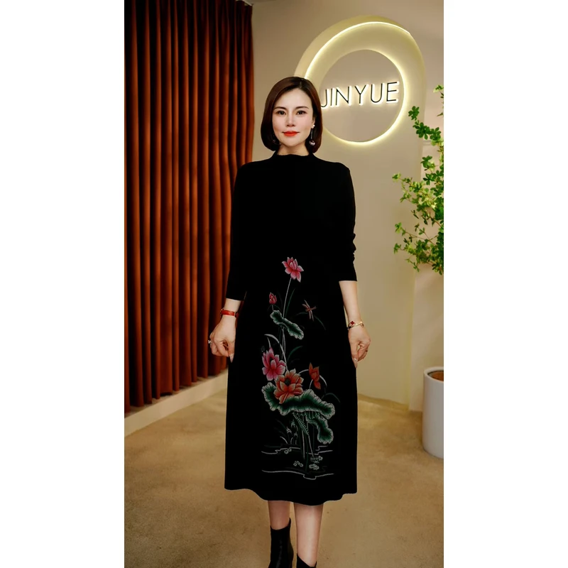 【遇见妳】8623新款冬季半高领设计感百搭保暖显瘦女装针织连衣裙