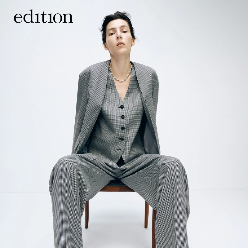 【商场同款】edition春新款两件套格子西装外套#EBD1BLA001
