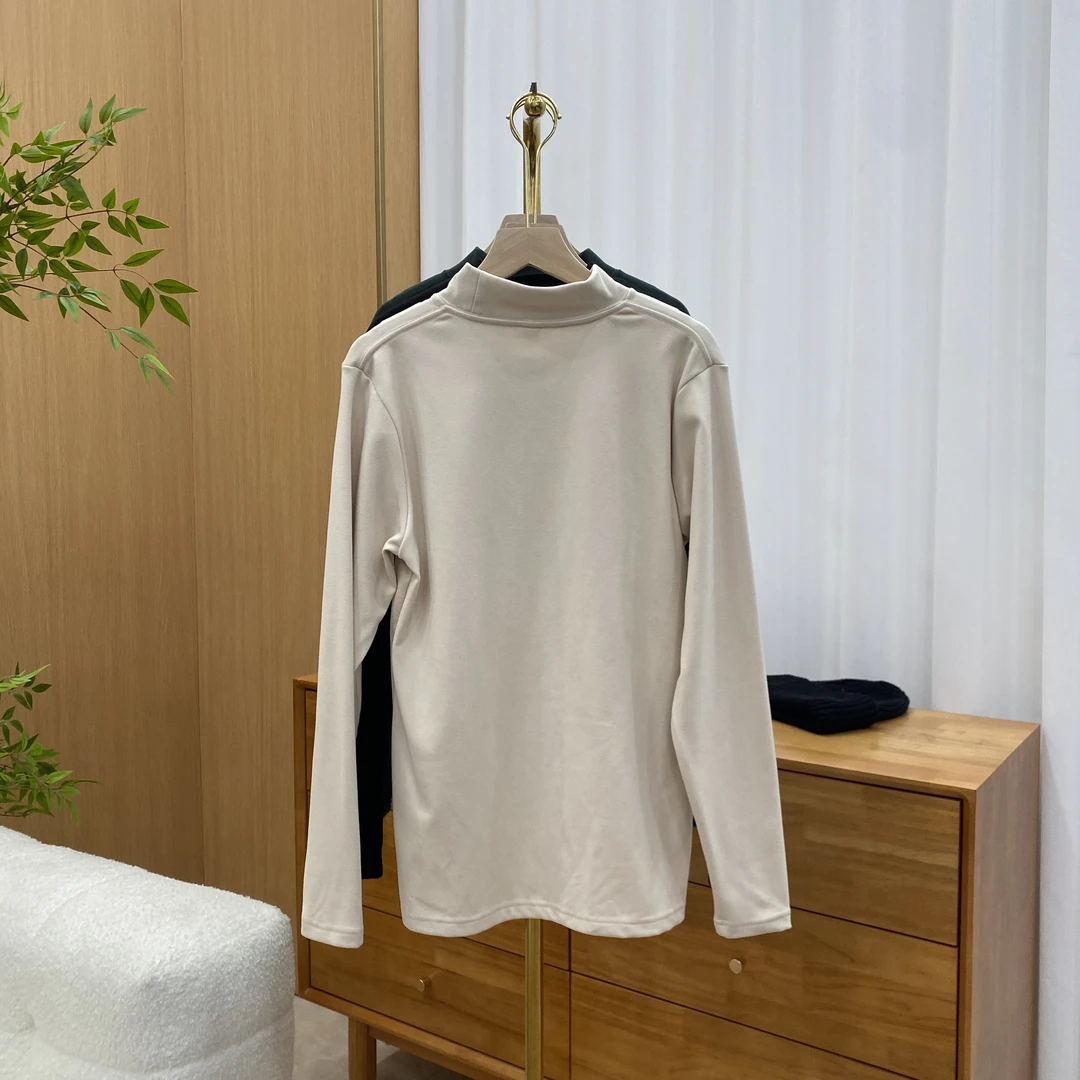 凯特丝蓓1332#三色立领纯色刺绣打底外穿内搭长袖T恤