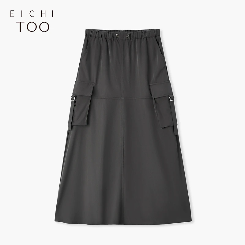 A爱居兔夏季新款工装风猪鼻扣收腰设计时尚半身裙EQDDJ2P005A