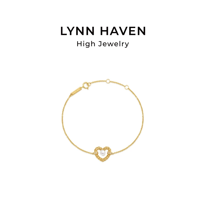 LYNNHAVEN麟玟【心动】Akoya海水珍珠钻石镶嵌手链爱心18K金手饰