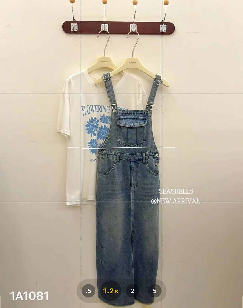 seashells@1081 韩系百搭牛仔背带裙 7-9