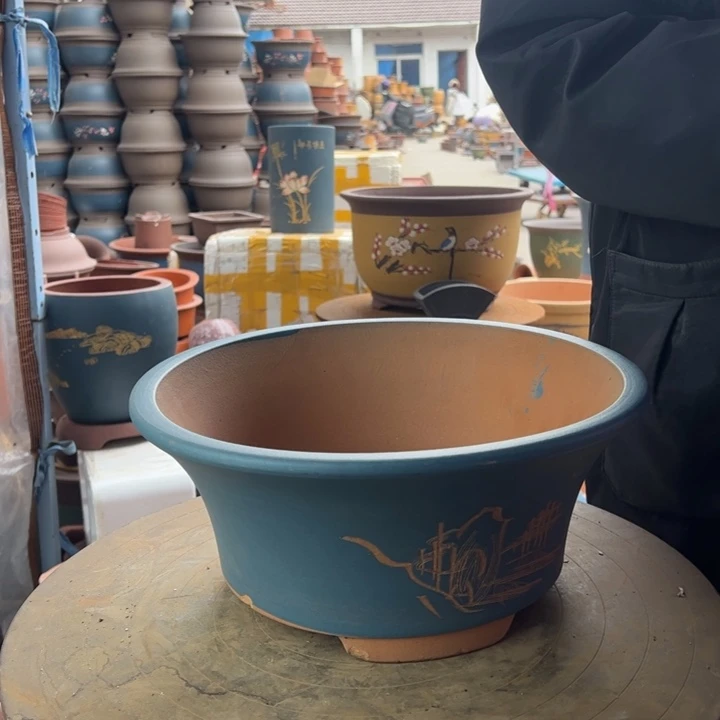 紫砂宜兴紫砂花盆花盆蓝票口33
