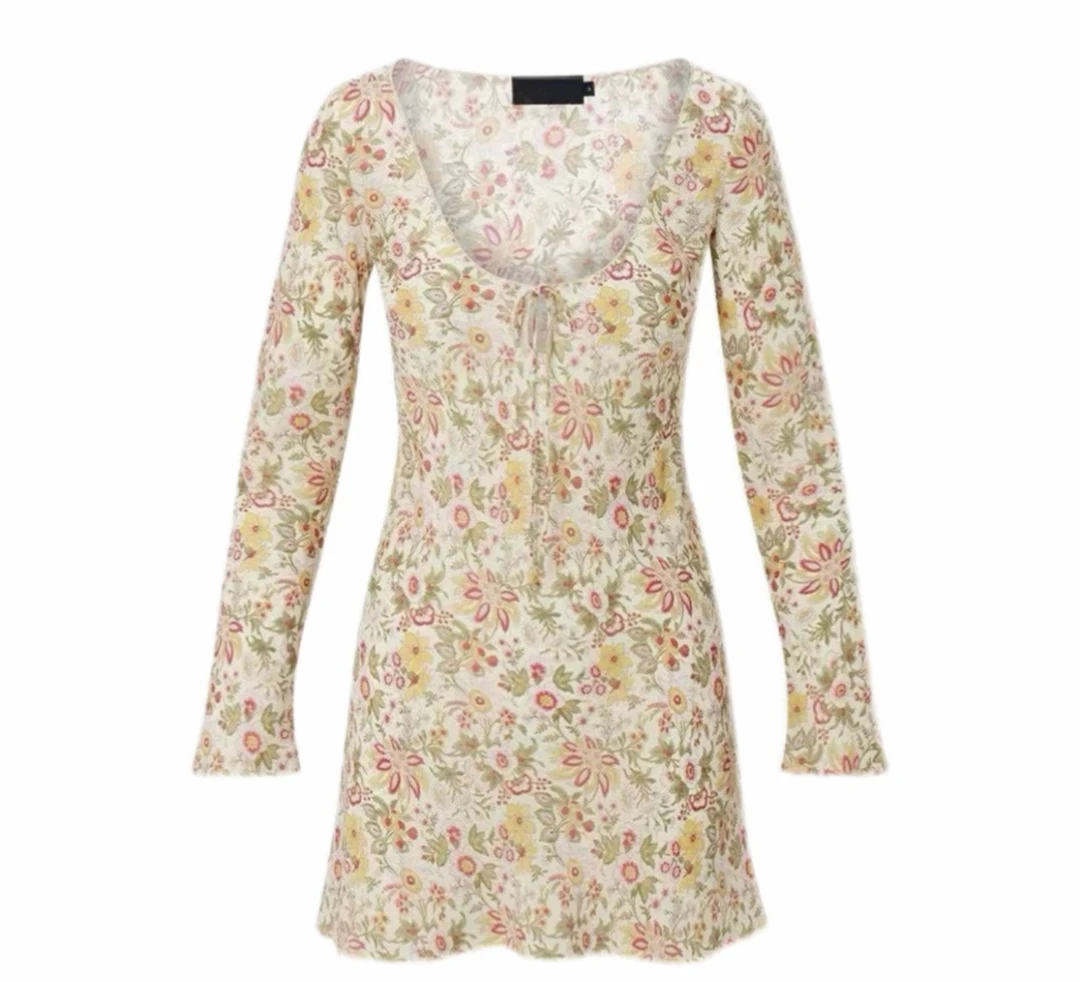 kickylun·法式小花长袖连衣裙