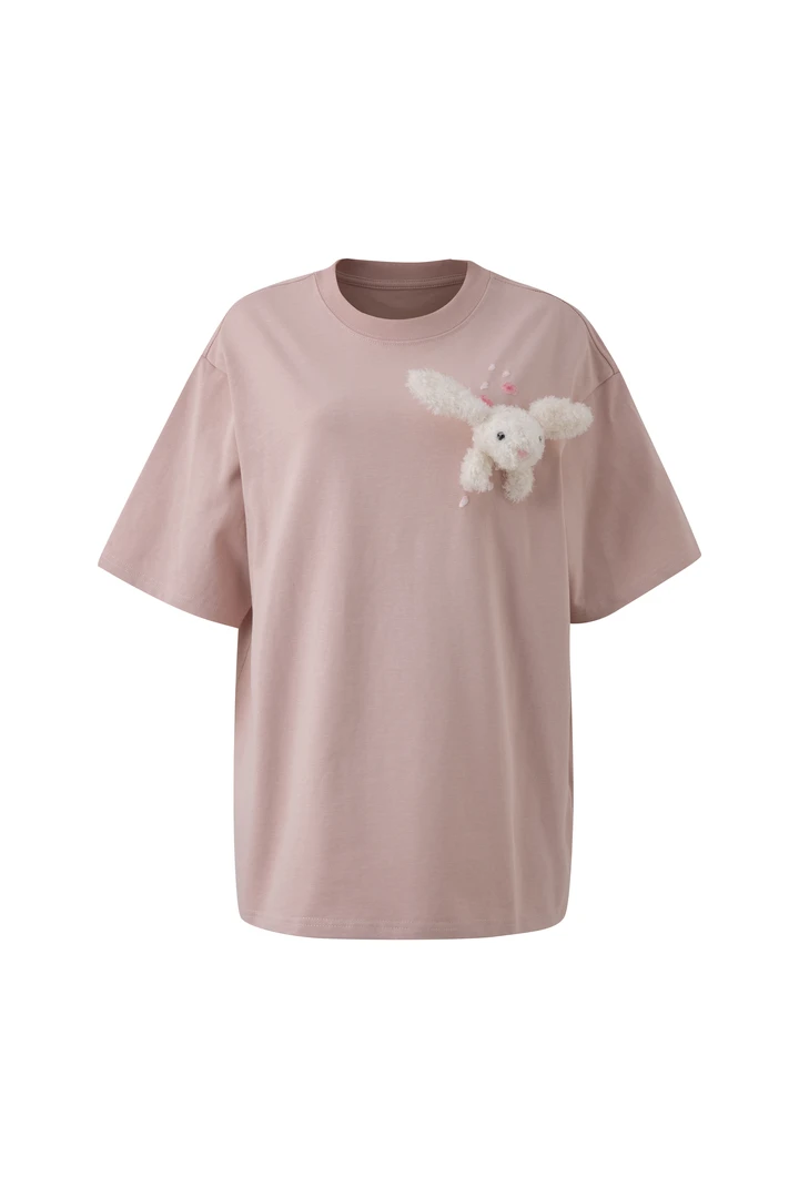 潮牌情侣款短袖翅膀印花雏菊字母宽松T恤