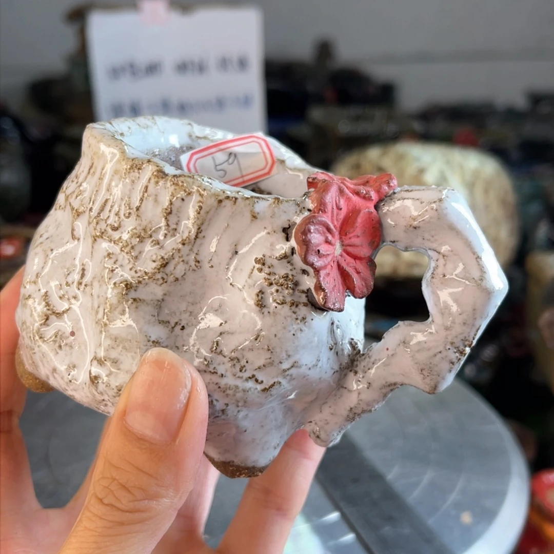 红陶粗砂陶手工花盆