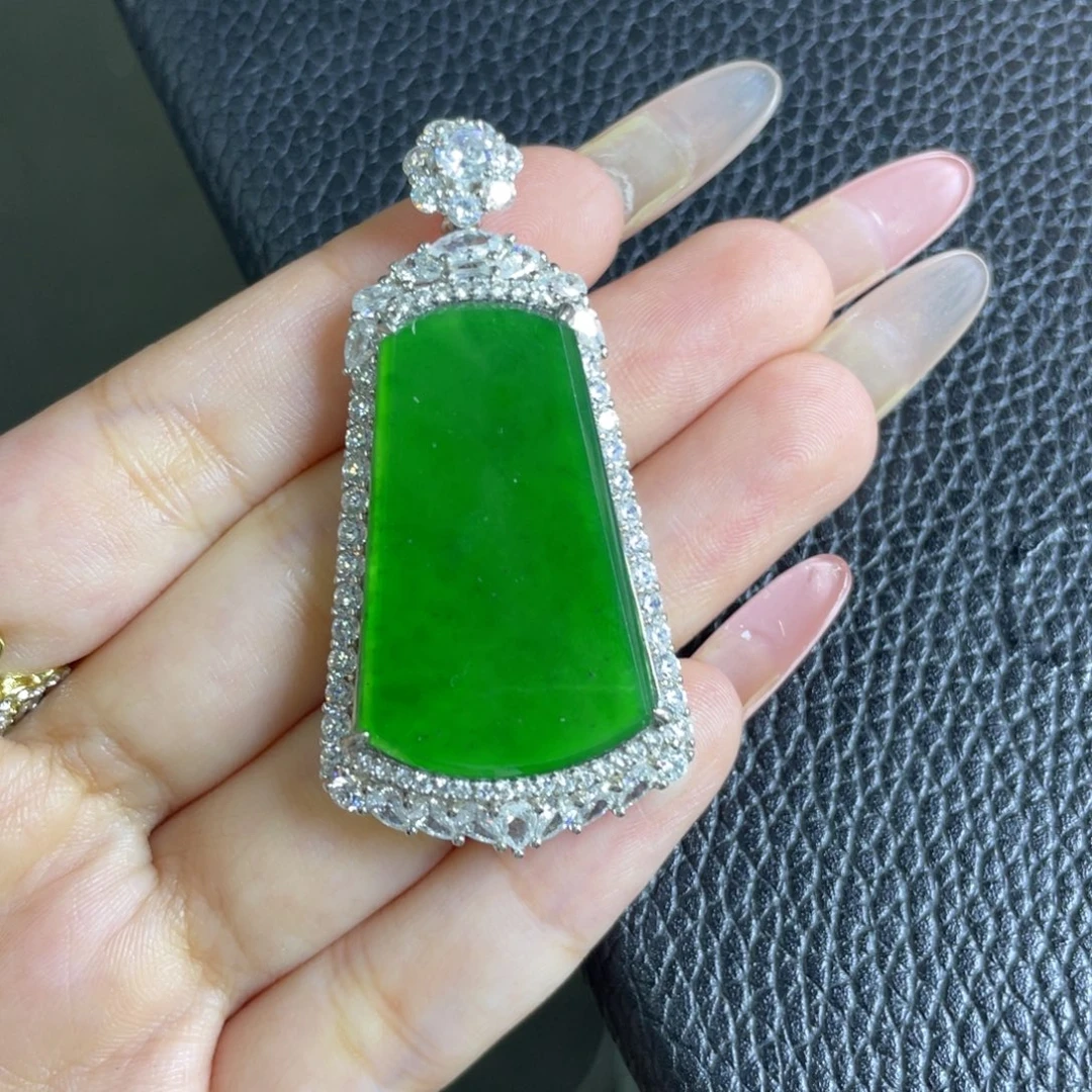 翡翠银S925镶嵌吊坠(不含链)