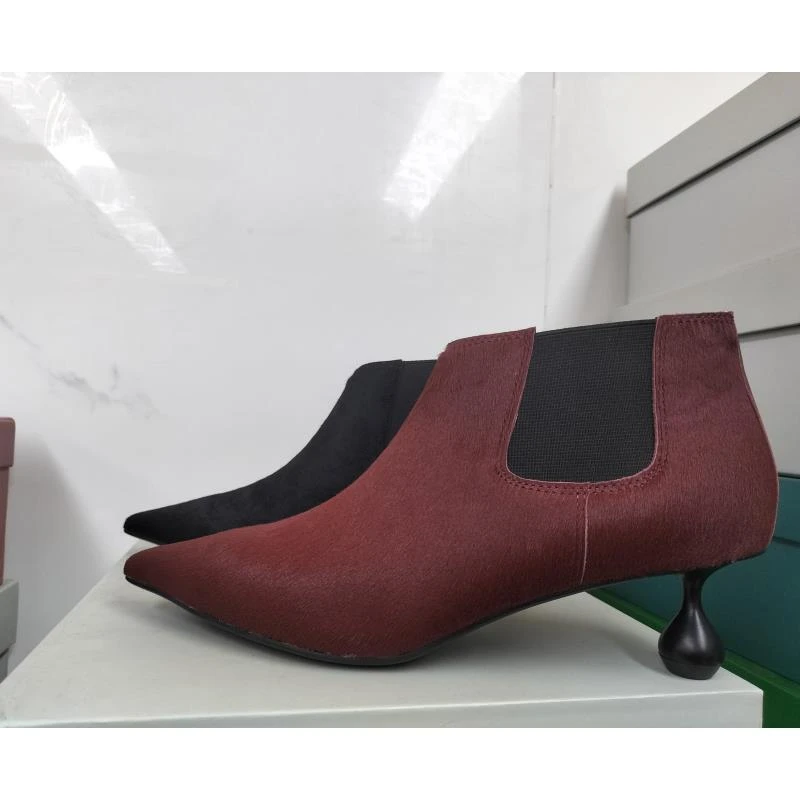 【聚新汇】8185-2新款中筒高跟时装通勤靴子真皮时尚经典