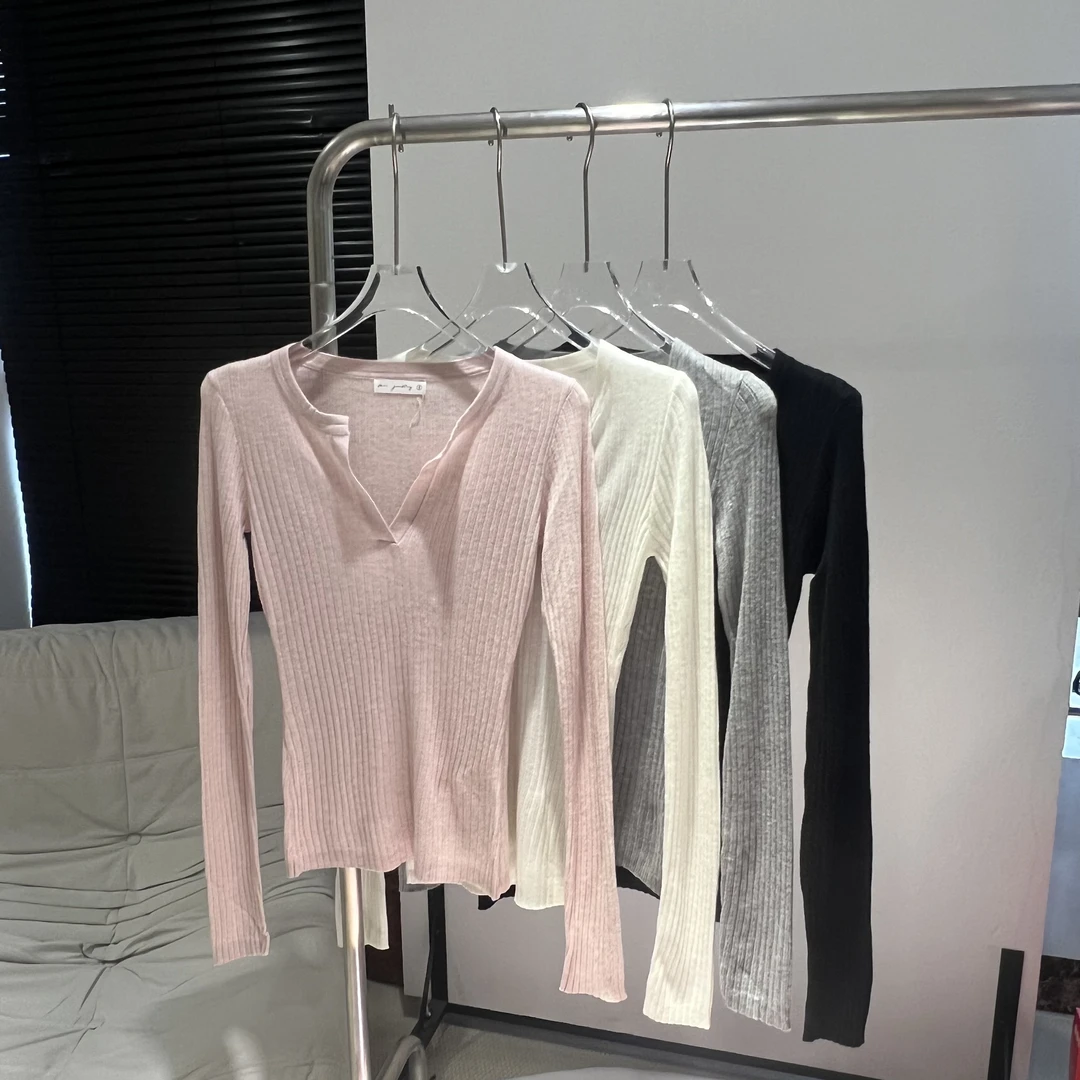 长袖百搭水洗毛针织衫秋季纯欲性感短款洋气辣妹小众显瘦