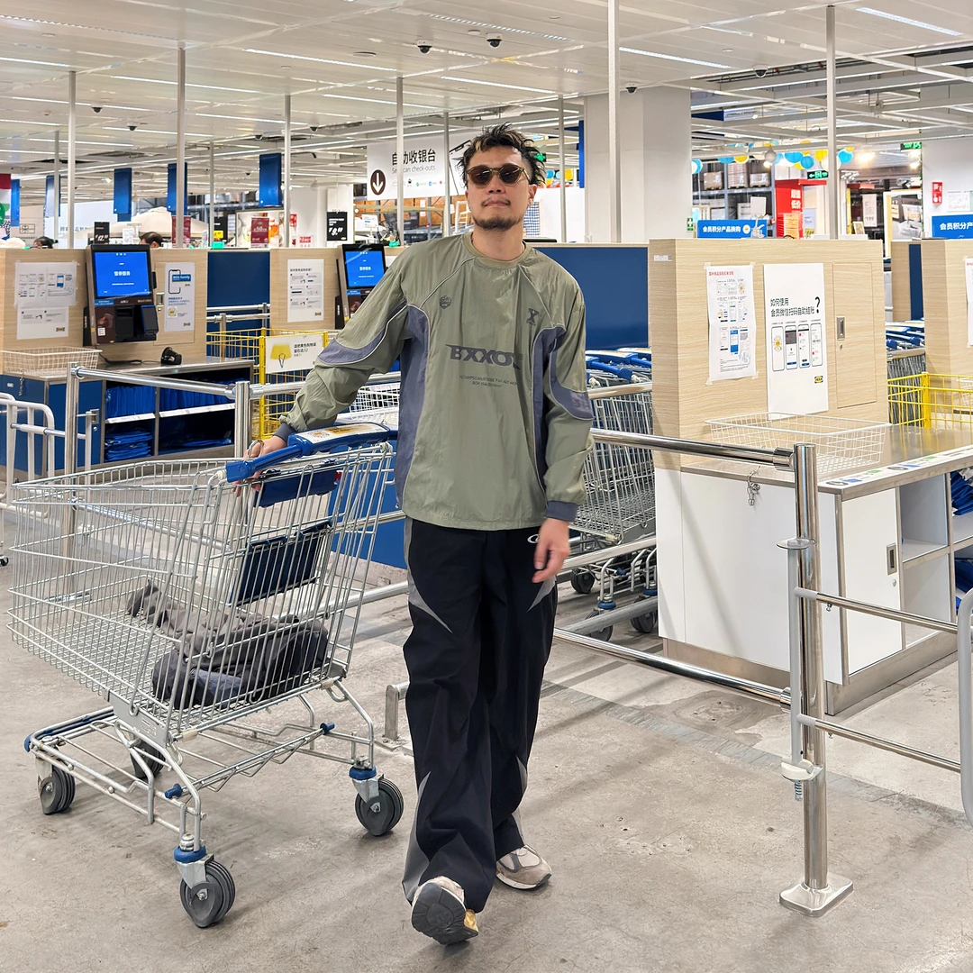 美式复古户外山系机能风拼色防水圆领套头卫衣男休闲宽松运动上衣