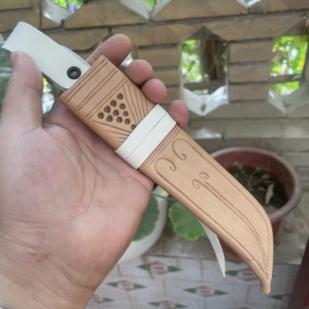 英吉沙真皮刀鞘纯手工制作真皮刀鞘民族花纹户外家用真皮刀鞘