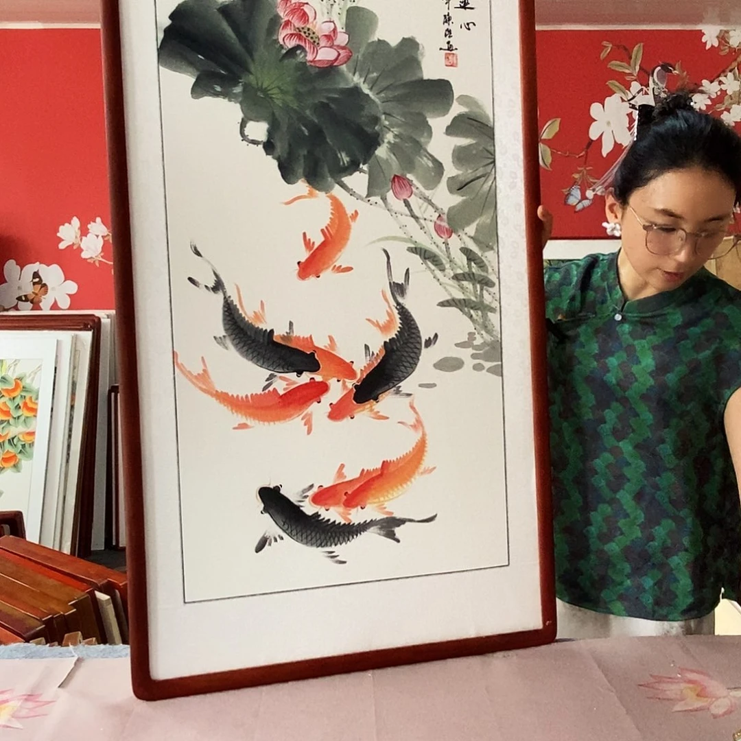 国画手写手绘带框包邮62✖️122国画作品