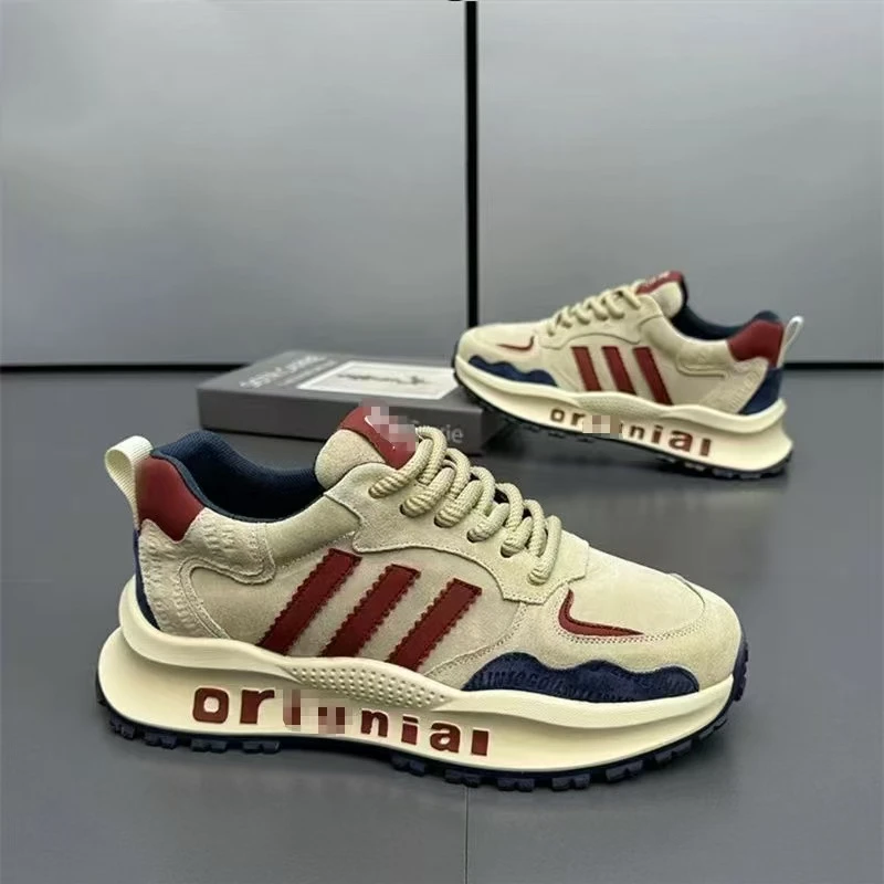 百搭男鞋秋冬季舒适耐磨厚底增高休闲潮流软底复古轻便个性老爹鞋