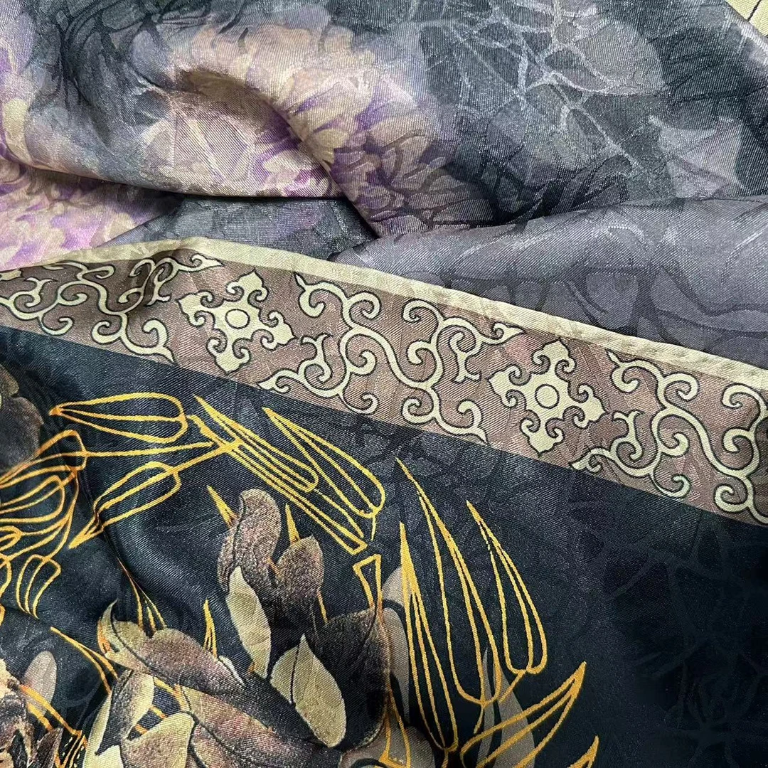 【微梦牡丹】140*140香云重磅龟裂纹爆款国风提花高端百搭丝巾