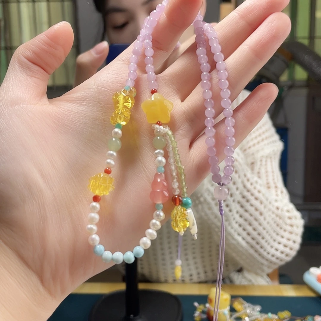 蜜蜡未镶嵌裸石项链