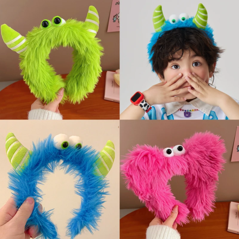 momobobi新款搞怪卡通毛绒发箍可爱大眼睛发卡个性毛毛洗脸头箍