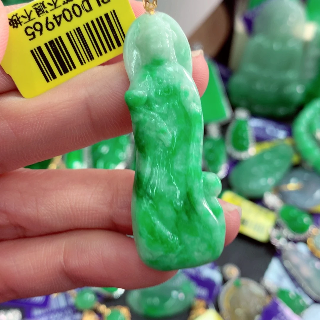 吊坠(不含链)18K金镶嵌翡翠