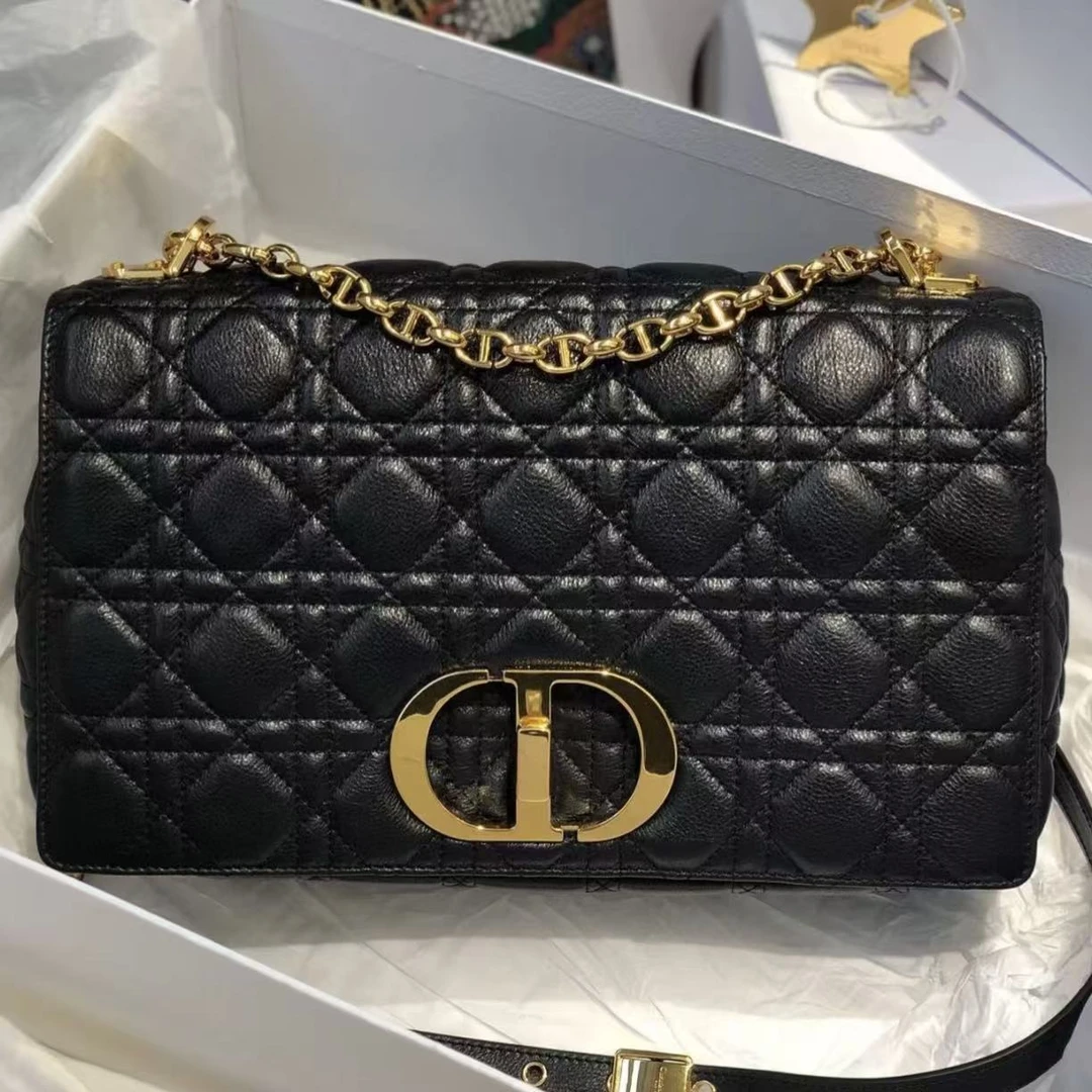 99新 DIOR/迪奥 Dior Caro黑金中号 25110043-05