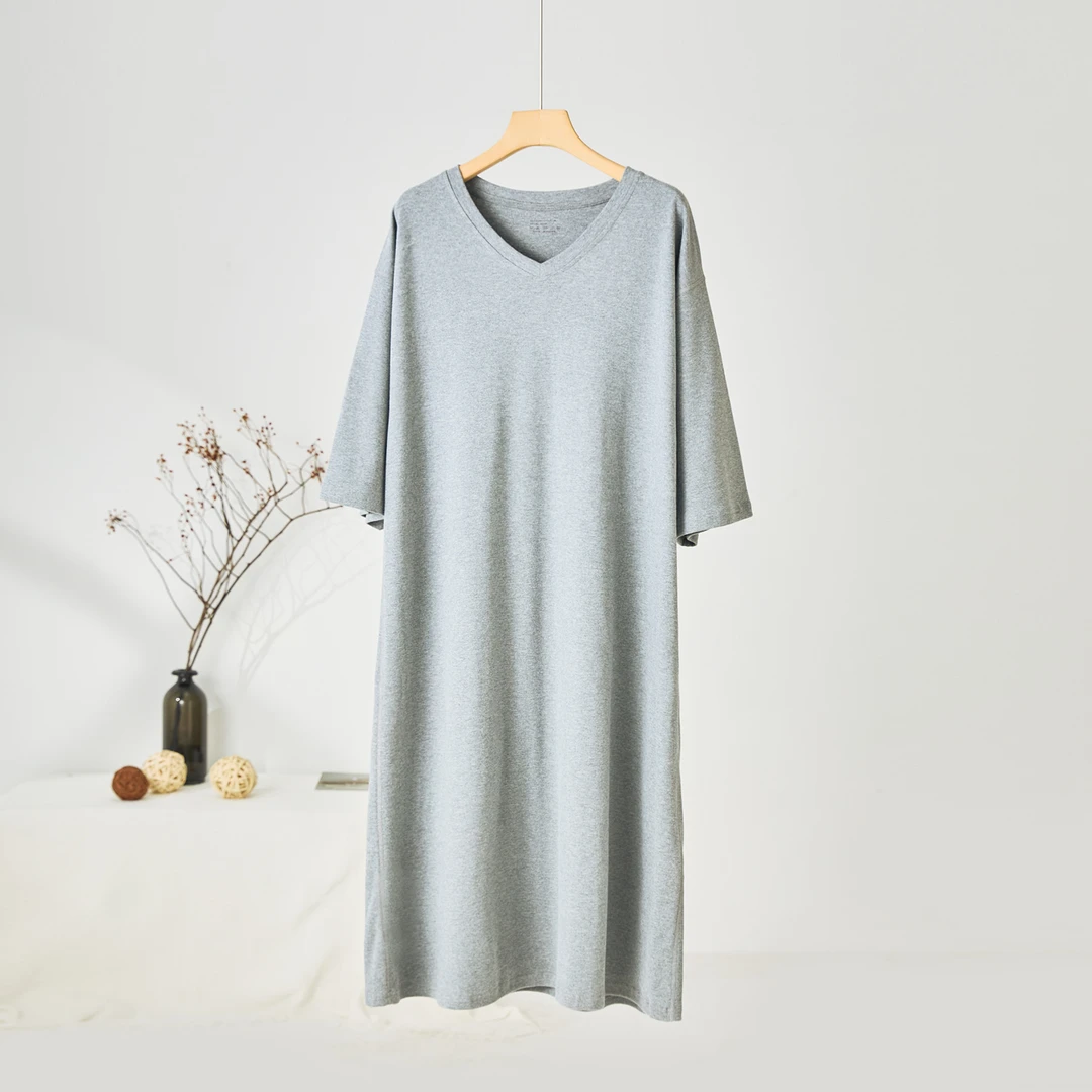 微胖裙大码五分袖夏季可外穿后妈裙居家睡裙ins风慵懒风宽松遮肚