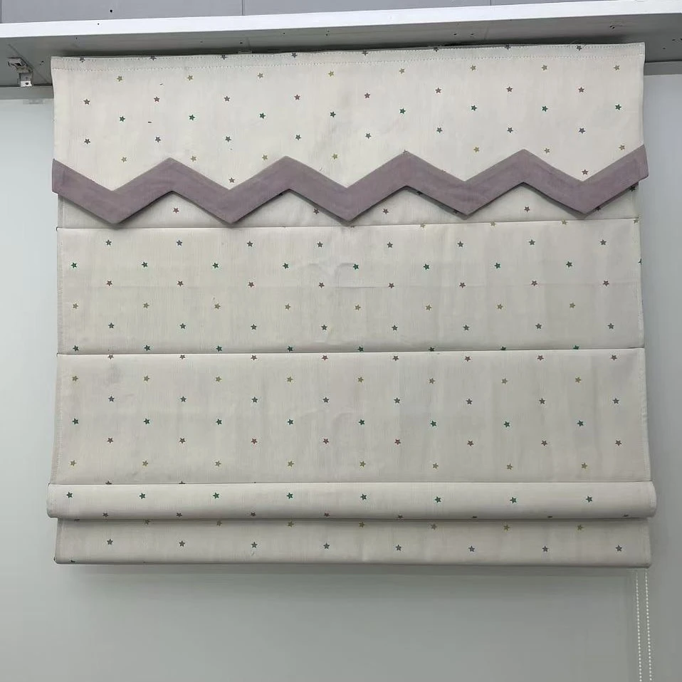 雪尼尔面料小星星图案罗马帘遮光卧室窗帘平行升降卷帘