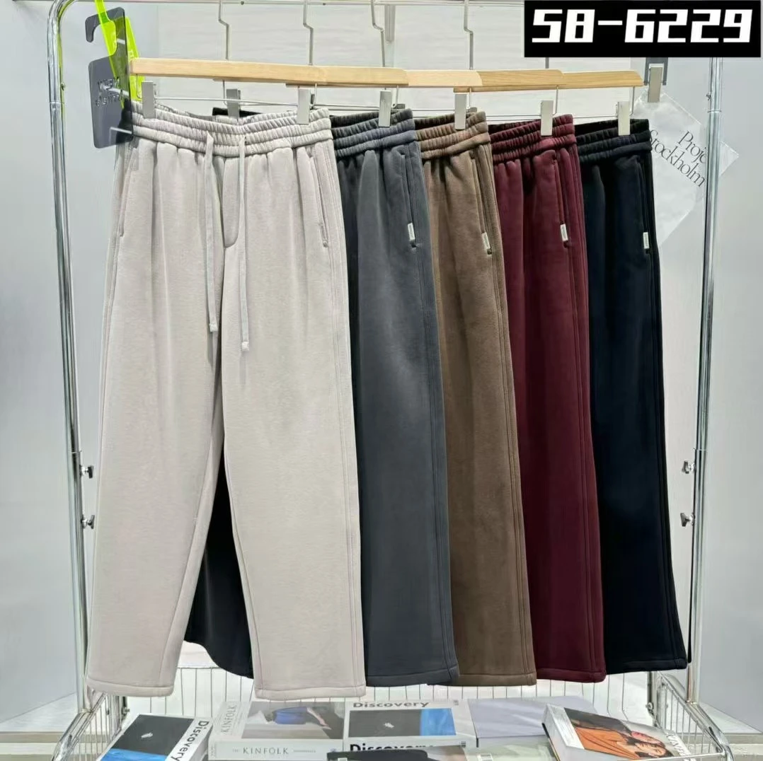58-6229#【加绒加厚直筒】男士冬季潮流时尚百搭宽松直筒休闲长裤