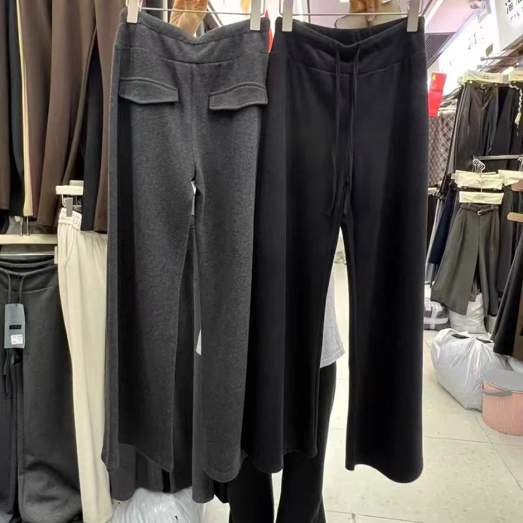 【加绒后兜盖】韩系加厚加绒直筒微喇裤显瘦百搭秋冬必备