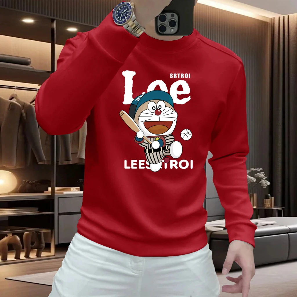 新款加绒加厚秋冬季男士卫衣圆领印花宽松潮流百搭长袖上衣